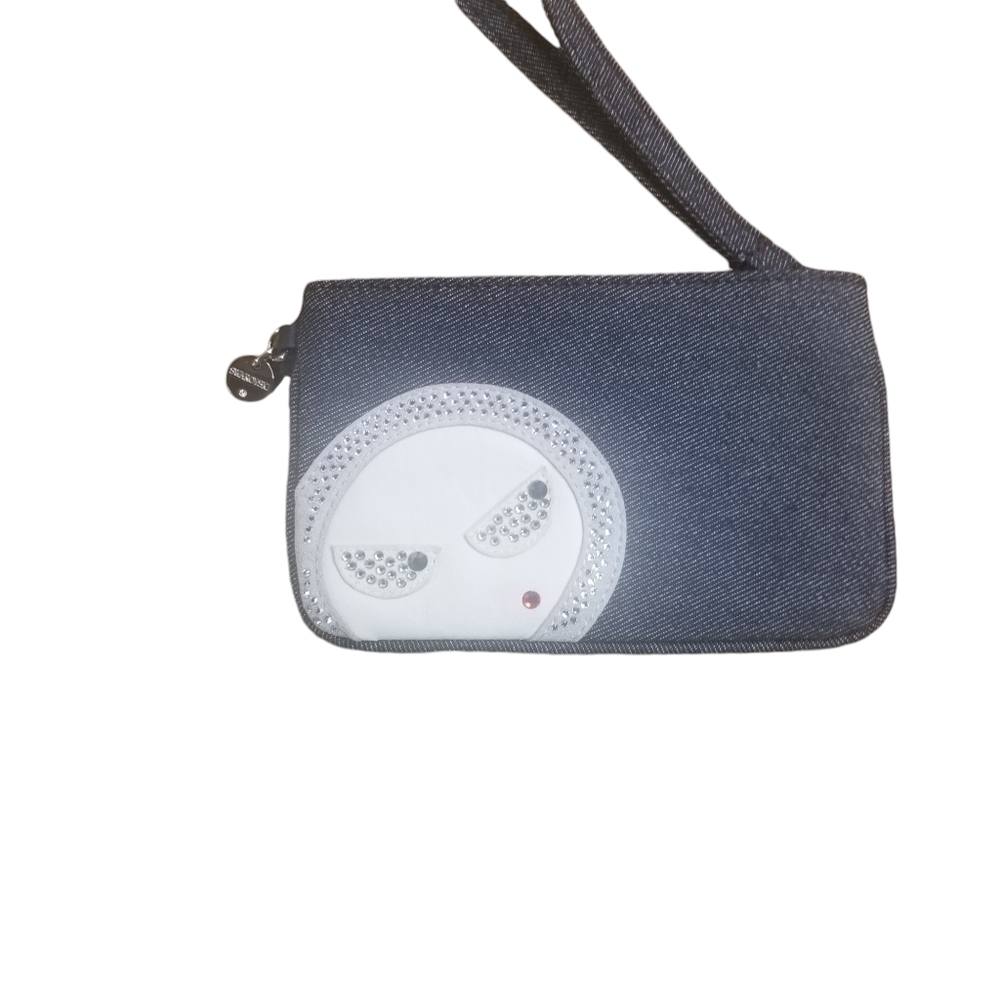 Swarovski Denim Eliot swing sing moon wristlet pouch